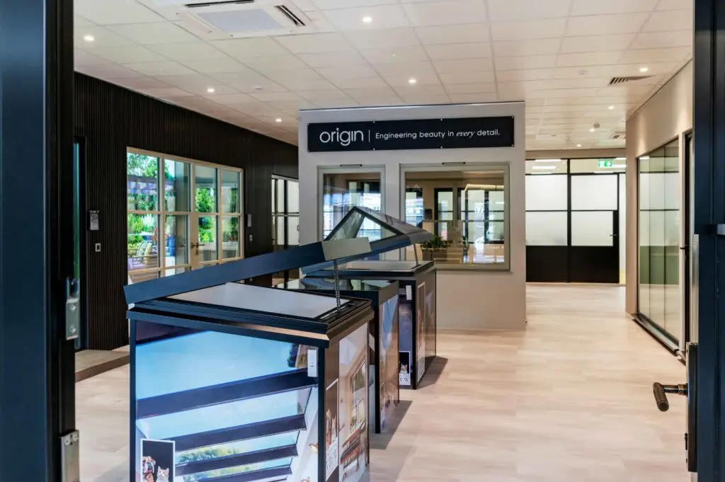 The Enjoy The View Showroom in Ealing, glass lanterns and lightwell display.
